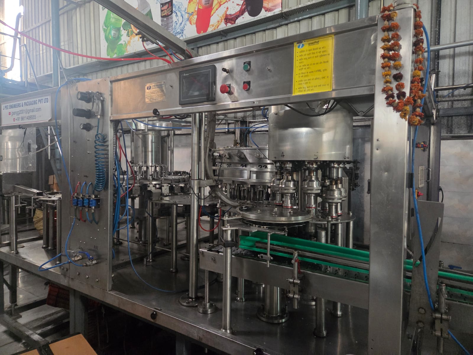 Automated bottling and capping line at the Drinkos plant
